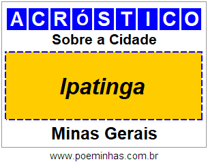 Acróstico Para Imprimir Sobre a Cidade Ipatinga