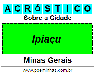 Acróstico Para Imprimir Sobre a Cidade Ipiaçu