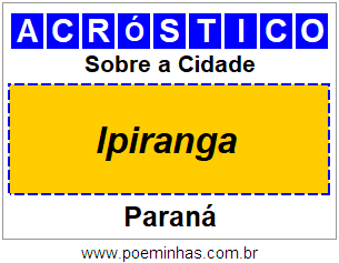 Acróstico Para Imprimir Sobre a Cidade Ipiranga