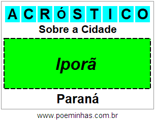 Acróstico Para Imprimir Sobre a Cidade Iporã