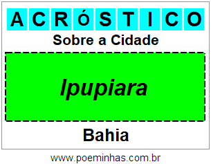 Acróstico Para Imprimir Sobre a Cidade Ipupiara