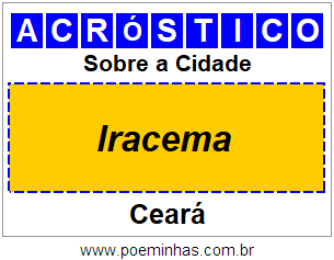 Acróstico Para Imprimir Sobre a Cidade Iracema