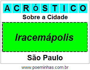 Acróstico Para Imprimir Sobre a Cidade Iracemápolis