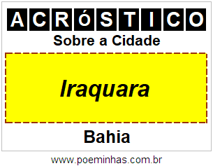 Acróstico Para Imprimir Sobre a Cidade Iraquara