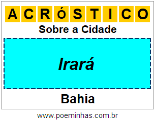 Acróstico Para Imprimir Sobre a Cidade Irará