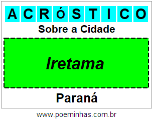 Acróstico Para Imprimir Sobre a Cidade Iretama