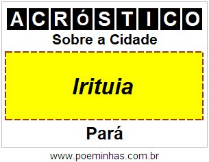 Acróstico Para Imprimir Sobre a Cidade Irituia