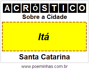 Acróstico Para Imprimir Sobre a Cidade Itá