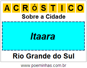 Acróstico Para Imprimir Sobre a Cidade Itaara