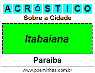 Acróstico Para Imprimir Sobre a Cidade Itabaiana