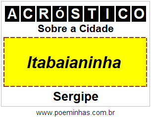 Acróstico Para Imprimir Sobre a Cidade Itabaianinha