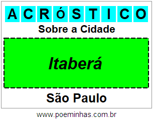 Acróstico Para Imprimir Sobre a Cidade Itaberá