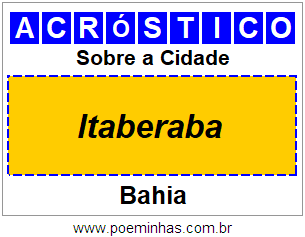 Acróstico Para Imprimir Sobre a Cidade Itaberaba