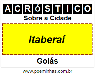 Acróstico Para Imprimir Sobre a Cidade Itaberaí