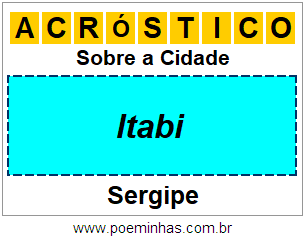 Acróstico Para Imprimir Sobre a Cidade Itabi