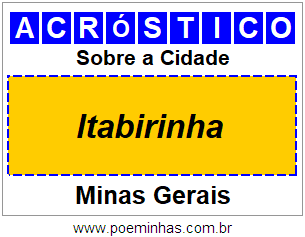 Acróstico Para Imprimir Sobre a Cidade Itabirinha