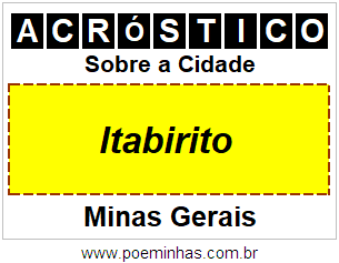 Acróstico Para Imprimir Sobre a Cidade Itabirito