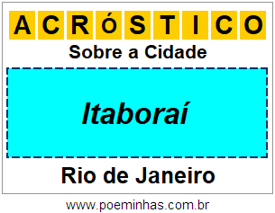 Acróstico Para Imprimir Sobre a Cidade Itaboraí