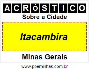 Acróstico Para Imprimir Sobre a Cidade Itacambira