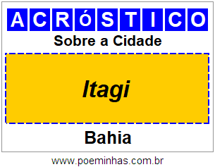 Acróstico Para Imprimir Sobre a Cidade Itagi