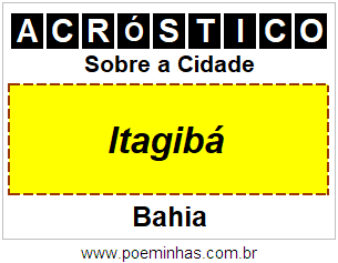 Acróstico Para Imprimir Sobre a Cidade Itagibá