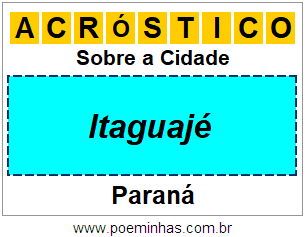 Acróstico Para Imprimir Sobre a Cidade Itaguajé