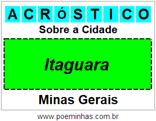 Acróstico Para Imprimir Sobre a Cidade Itaguara