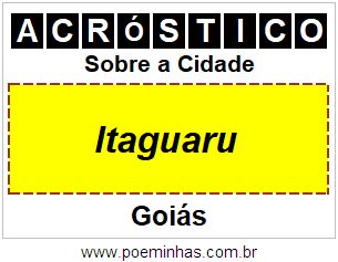 Acróstico Para Imprimir Sobre a Cidade Itaguaru