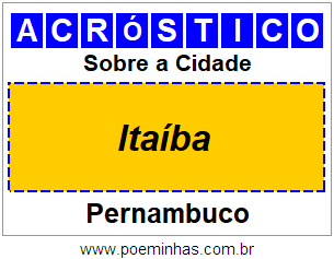 Acróstico Para Imprimir Sobre a Cidade Itaíba