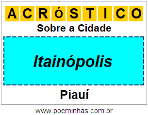 Acróstico Para Imprimir Sobre a Cidade Itainópolis