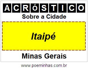 Acróstico Para Imprimir Sobre a Cidade Itaipé