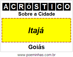 Acróstico Para Imprimir Sobre a Cidade Itajá