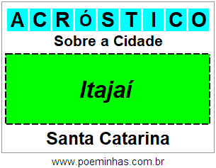 Acróstico Para Imprimir Sobre a Cidade Itajaí