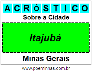 Acróstico Para Imprimir Sobre a Cidade Itajubá