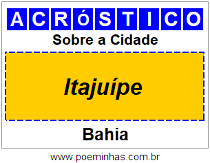 Acróstico Para Imprimir Sobre a Cidade Itajuípe