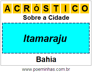 Acróstico Para Imprimir Sobre a Cidade Itamaraju