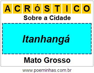 Acróstico Para Imprimir Sobre a Cidade Itanhangá