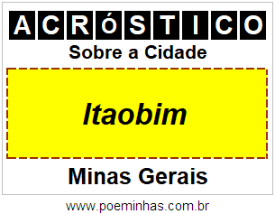 Acróstico Para Imprimir Sobre a Cidade Itaobim