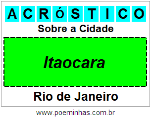 Acróstico Para Imprimir Sobre a Cidade Itaocara