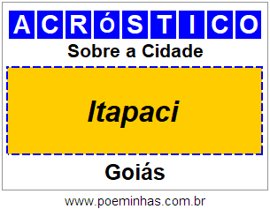 Acróstico Para Imprimir Sobre a Cidade Itapaci