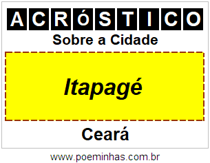 Acróstico Para Imprimir Sobre a Cidade Itapagé