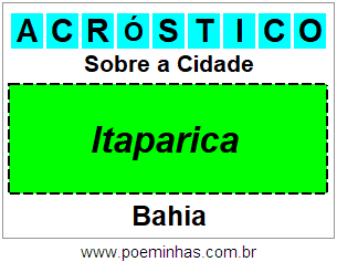 Acróstico Para Imprimir Sobre a Cidade Itaparica