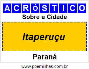 Acróstico Para Imprimir Sobre a Cidade Itaperuçu