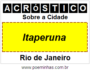 Acróstico Para Imprimir Sobre a Cidade Itaperuna