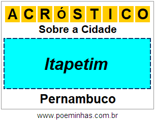 Acróstico Para Imprimir Sobre a Cidade Itapetim