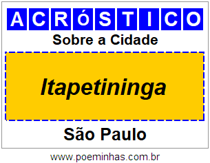 Acróstico Para Imprimir Sobre a Cidade Itapetininga