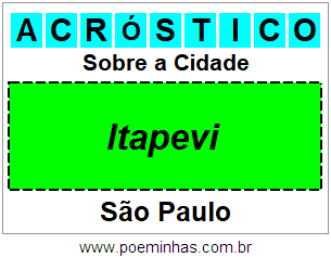 Acróstico Para Imprimir Sobre a Cidade Itapevi