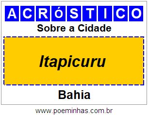 Acróstico Para Imprimir Sobre a Cidade Itapicuru