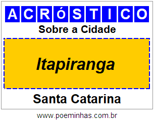 Acróstico Para Imprimir Sobre a Cidade Itapiranga