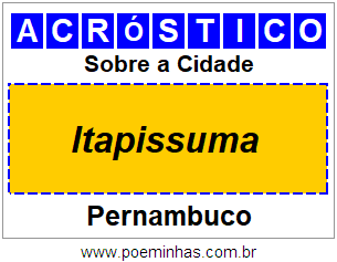 Acróstico Para Imprimir Sobre a Cidade Itapissuma